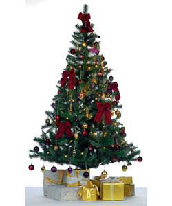 125 decorations and 80 clear fairy lights.Width 49.61 inches.577 tips.Wrapped tree.Indoor use.2m cab