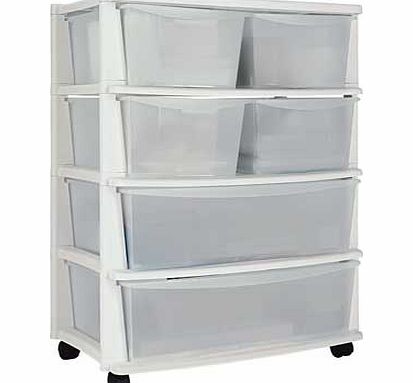 Unbranded 6 Drawer Plastic Wide Tower Storage Unit - White