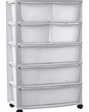 Unbranded 7 Drawer Plastic Wide Tower Storage Unit - White