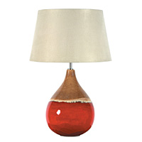 Unbranded AI324/264 14 IV - Tall Red and Tan Ceramic Table Lamp