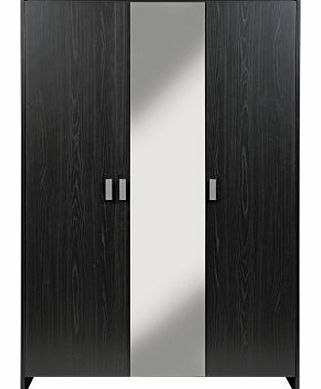 Unbranded Capella 3 Door Mirrored Wardrobe - Black Ash