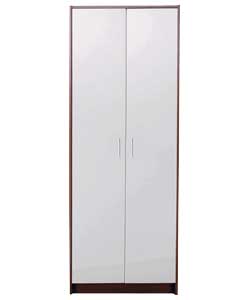 Unbranded Caspian 2 Door Wardrobe - White Gloss with Wenge Finish