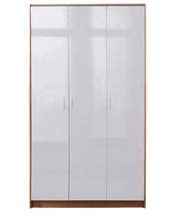 Unbranded Caspian 3 Door Wardrobe - White Gloss with Beech
