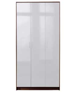 Unbranded Caspian 3 Door Wardrobe - White Gloss with Wenge Finish