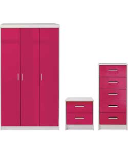 Unbranded Caspian 3-piece 3 Door Wardrobe Package - Pink
