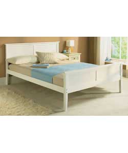 Ceylon Double Bed with Sprung Mattress - White