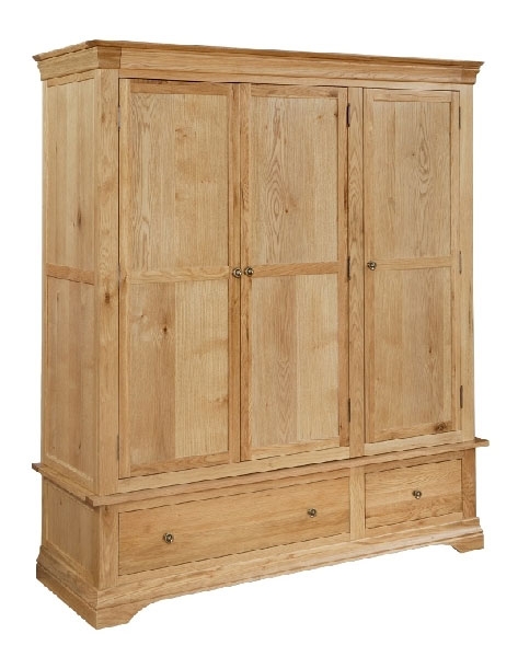 Unbranded Charente Oak Triple Wardrobe with Drawers