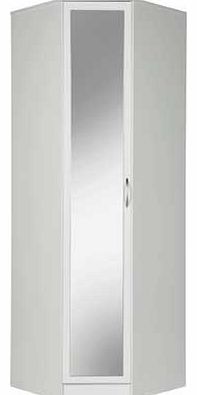 Unbranded Cheval 1 Door Mirrored Corner Wardrobe - White