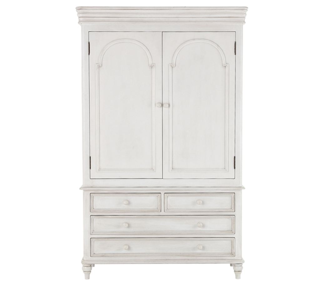 Unbranded Country Rose White 2 Door Wardrobe with 4 Drawers