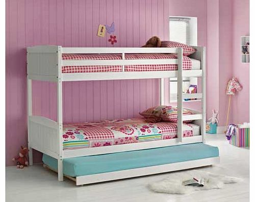 Unbranded Detachable White Bunk Bed with Trundle and