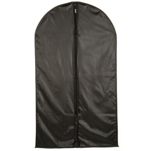 Black leather effect zipped suit cover with loop attachment ffor easy transportation. Nylon lining