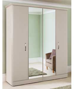Unbranded Fitted White 4 Door Wardrobe with Central Mirror