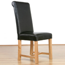 Halo light wood rollback leather dining chair