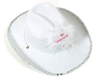 Every Bride must wear an attention grabbing hat. This gorgeous white cowboy hat has a wonderful soft