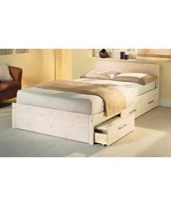 Ice White Double 3 Drawer Bedstead with Pillow Top Mattress