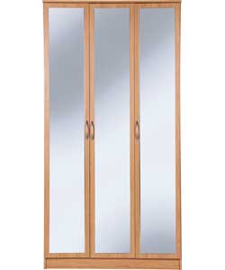 Unbranded Impressions 3 Door Mirrored Wardrobe - Oak