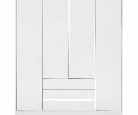 Unbranded New Malibu 4 Door 3 Drawer Wardrobe - White
