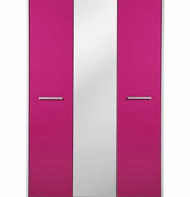 Unbranded New Sywell 3 Door Wardrobe - Pink and White