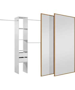 Unbranded Oak/Mirror Sliding Wardrobe Door and Interior