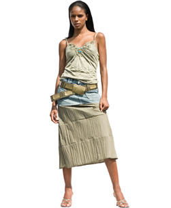 Olive Cotton & Denim Skirt Size 08