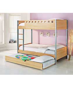 Unbranded Oslo Single Bunk Bed with Trundle and Protector Mattresses