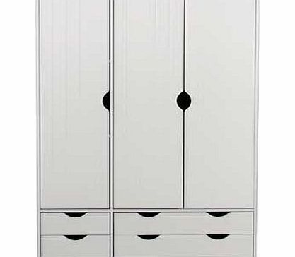Unbranded Pagnell 3 Door 4 Drawer Wardrobe - White