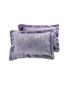 Pair of Lilac Script Jacquard Oxford Pillowcases