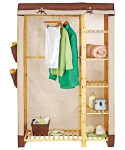 Unbranded Polycotton and Wood Double Wardrobe - Mink and