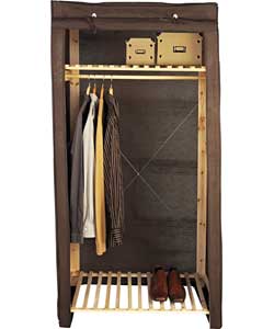 Unbranded Polycotton and Wood Single Wardrobe - Dark Brown