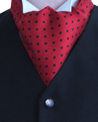 Unbranded Red Navy Polka Dot Self-Tie Silk Cravat