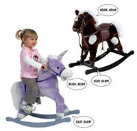 60% OFF. Rocking toy with neighing and trotting sounds, imitation reins and saddle with stirrups