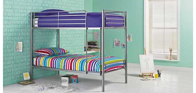 This Samuel single silver bunk with Bibby mattress is a great option when you are trying to maximise space in a bedroom. This modern set of metal bunk beds is perfect when you have two young children sharing a bedroom. or if your child loves having s