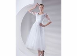 Unbranded Satin Tulle Ankle-length Scoop White Retro