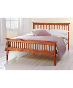 Shaker Solid Pine Double Bed with Deluxe Mattress - Caramel
