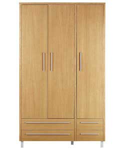 Sicilia 3-Door Robe with 4 drawers - Oak