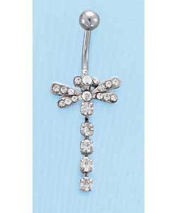 Stainless Steel Diamante Dragonfly Body Bar