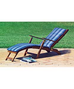 Dark brown multi position lounger.6 positions.Includes fixed foot rest. Folds for easy storage. Cush
