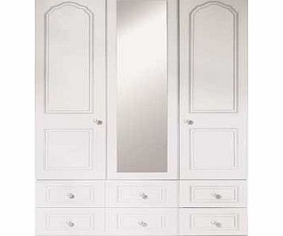 Unbranded Stratford 3 Door Mirrored Wardrobe - White