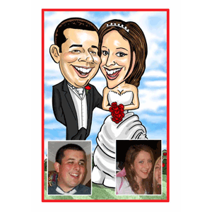 Unbranded Wedding Couple Caricatures - Black Frame