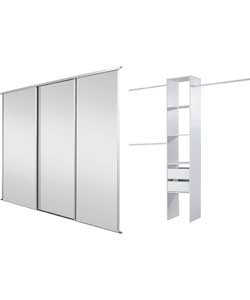 Unbranded White Mirror Sliding Wardrobe Door Basix Kit -