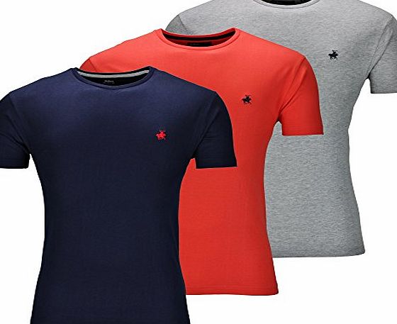 Urban Heritage New Mens T Shirt Short Sleeve Plain Top Designer Style Fit Casual Tee Horse Pony (L, 3 Pack Dark)