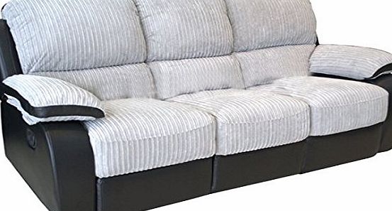 Valentino Contemporary Reclining Sofa Black and Grey 3  2 Cord Fabric and Leatherette Choices CFFCVAL