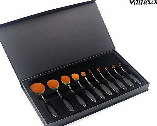 Valuetom Oval Makeup Brush Set, 10pcs Professional Foundation Concealer Blending Blush Liquid Powder Cream Cosmetics Brushes, Toothbrush Curve Makeup Tools For Face and Eyes