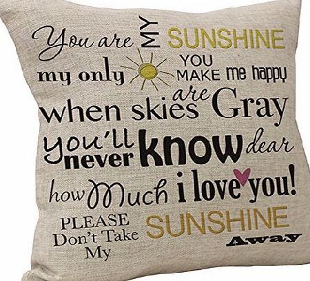 Vanki Letters Printed serial Cotton Linen Square Decorative Throw Pillow Case Cushion Cover 18 x 18 inches , you are My Sunshine Sayings pattern