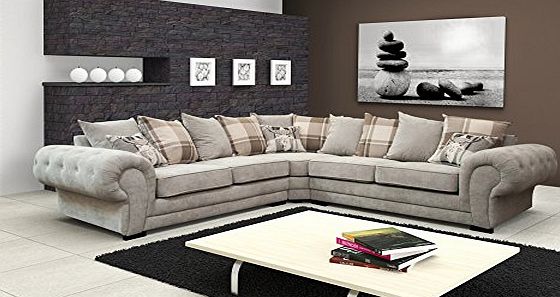 Verona Corner Sofa Verona Fabric Grey Brown Cream Designer Scatter Cushions Living Room Furniture (Light Grey)