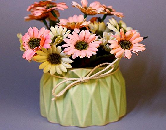 VGIA Artificial Flowers Daisy in Ceramic Vase Arrangements for Decoration Fake Flower wedding (pink)