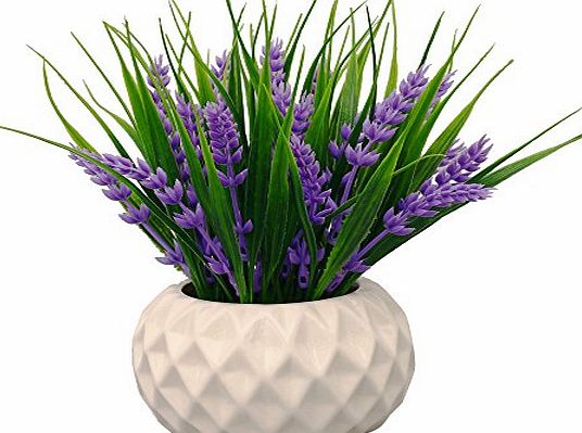 VGIA Modern Artificial Potted Plant for Home Decor Lavender Flowers and Grass Arrangements Tabletop Decoration