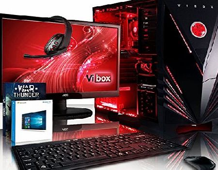Vibox  Combat Package 20 Gaming PC - 3.9GHz Intel i5 Quad Core CPU, GTX 1050 GPU, Advanced, Desktop Computer with Game Bundle, 22`` Monitor, Headset, Keyboard amp; Mouse, Windows 10 OS, Red Internal Li