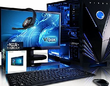 Vibox  Grapple Package 12 Gaming PC - 4.0GHz Intel i7 Quad Core CPU, GTX 1050 Ti GPU, Advanced, Desktop Computer with Game Bundle, 22`` Monitor, Headset, Keyboard amp; Mouse, Windows 10 OS, Blue Intern
