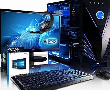 Vibox  Hex Package 7 Gaming PC - 4.2GHz AMD FX 8-Core CPU, GTX 1050 Ti GPU, Advanced, Desktop Computer with Game Bundle, 22`` Monitor, Headset, Gaming Keyboard amp; Mouse, Windows 10 OS, Blue Internal 